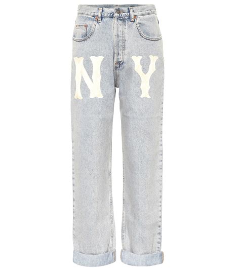 gucci ny yankee blue straight leg|Gucci x NY Yankees Straight Leg Jeans 27129380 .